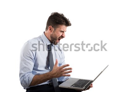 Homem teia mão fora computador laptop Foto stock © alphaspirit