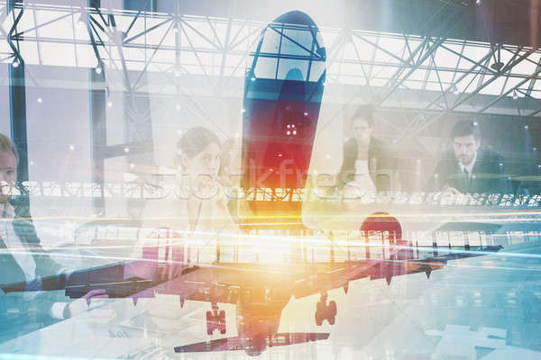 самолета удвоится экспозиция аэропорту Сток-фото © alphaspirit