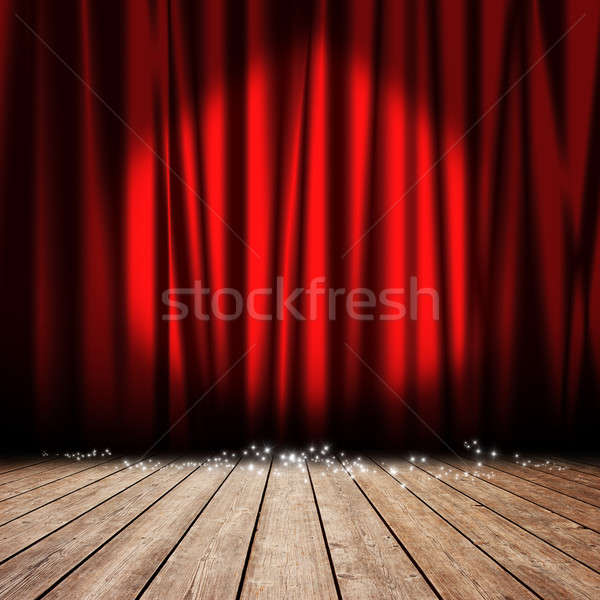 Etapa rojo cortina película estrellas teatro Foto stock © alphaspirit