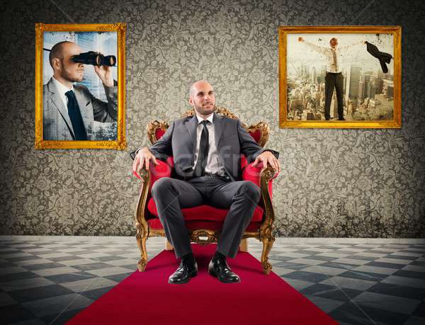 成功 成功した ビジネスマン 座って ロイヤル アームチェア ストックフォト © alphaspirit