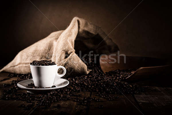 Background of cup of coffee beans Stock photo © alphaspirit