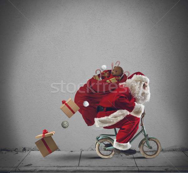 Santaclaus on the bicycle Stock photo © alphaspirit