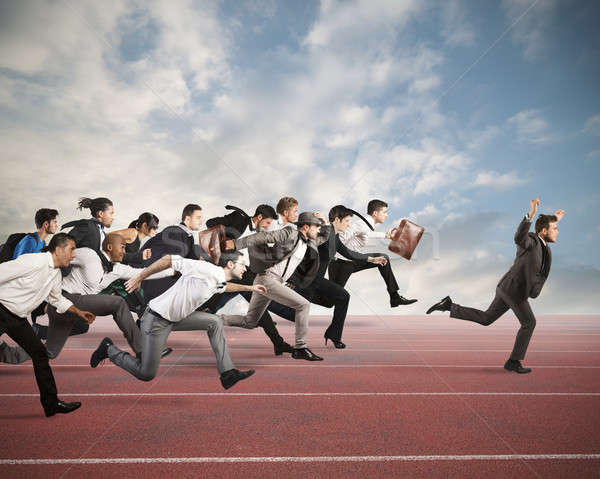 Działalności konkurencja biznesmen zwycięski wyścigu człowiek Zdjęcia stock © alphaspirit