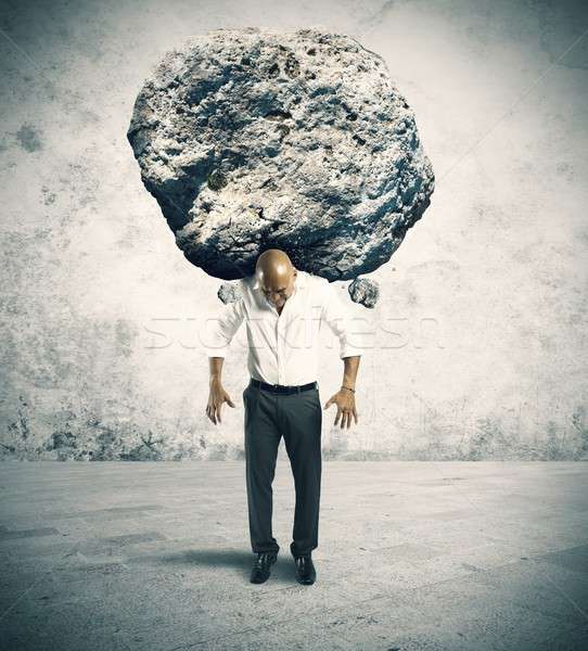 Stressz üzletember nagy kő üzlet férfi Stock fotó © alphaspirit