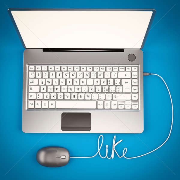 Laptop 3D illustrator drót egér számítógép Stock fotó © alphaspirit