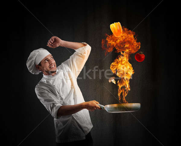 Cook chef with problem in kitchen Stock photo © alphaspirit