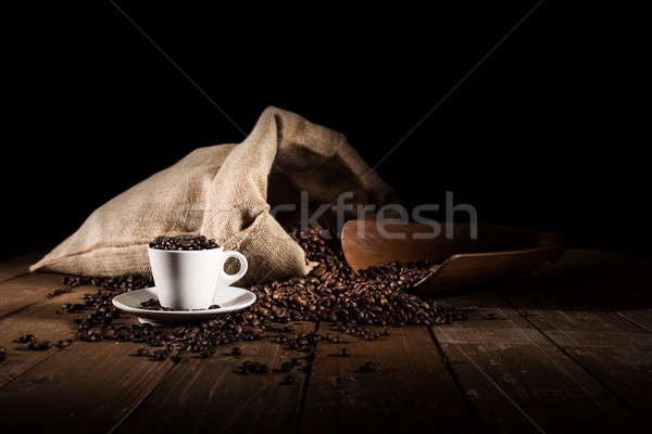 Background of cup of coffee beans Stock photo © alphaspirit