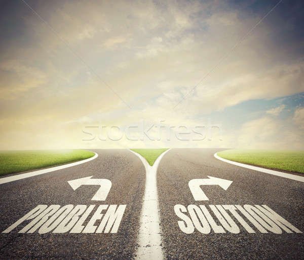 Crossroads with problem and solution way. Concept of right decision Stock photo © alphaspirit