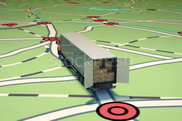 GPS tracking and shipment. 3D Rendering Stock photo © alphaspirit