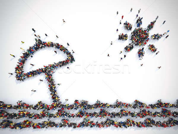 Multitude of people deployed as a seaside resort. 3D Rendering Stock photo © alphaspirit