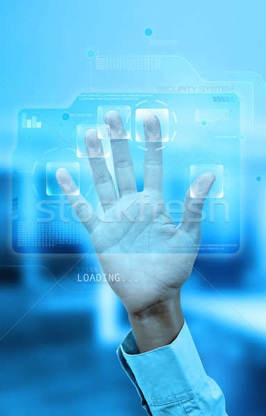 Fingerabdruck Bildschirm Identifizierung Business Sperre Stock foto © alphaspirit
