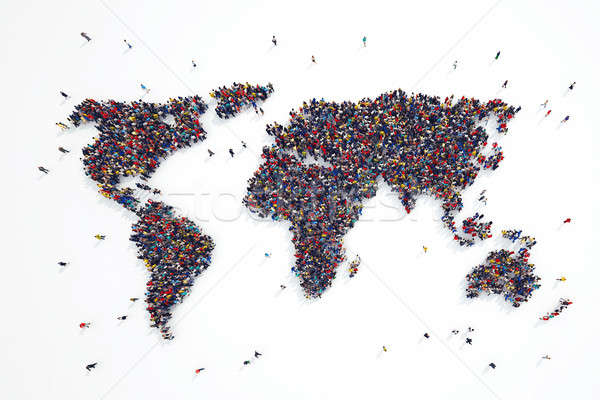 3D mensen wereld continenten wereldbol Stockfoto © alphaspirit