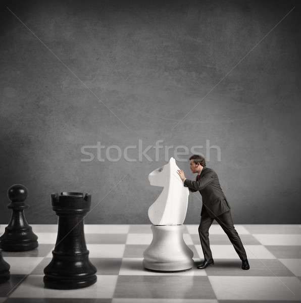 Strategie zakenman man sport schaken succes Stockfoto © alphaspirit