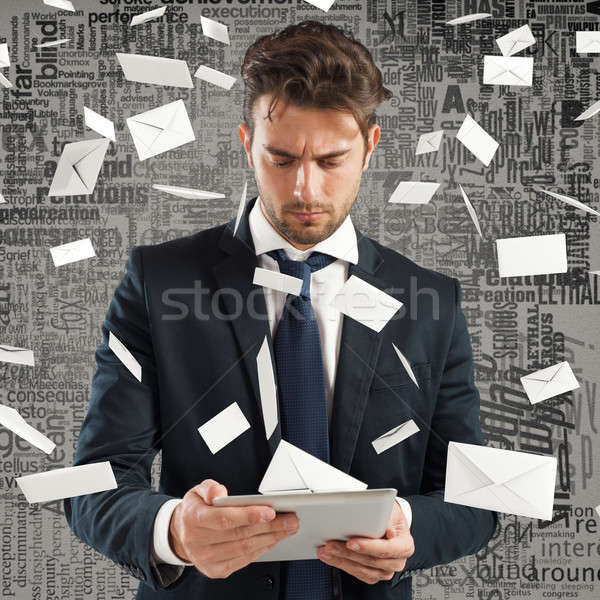 спам бизнесмен таблетка многие письма Сток-фото © alphaspirit
