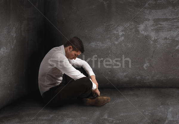 Egyedül kétségbeesett üzletember magány kudarc padló Stock fotó © alphaspirit
