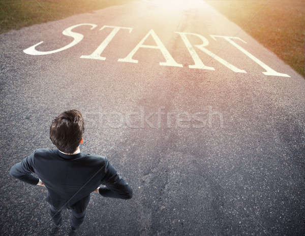 Businessman ready to follow a new way. concept of start a new career. Stock photo © alphaspirit