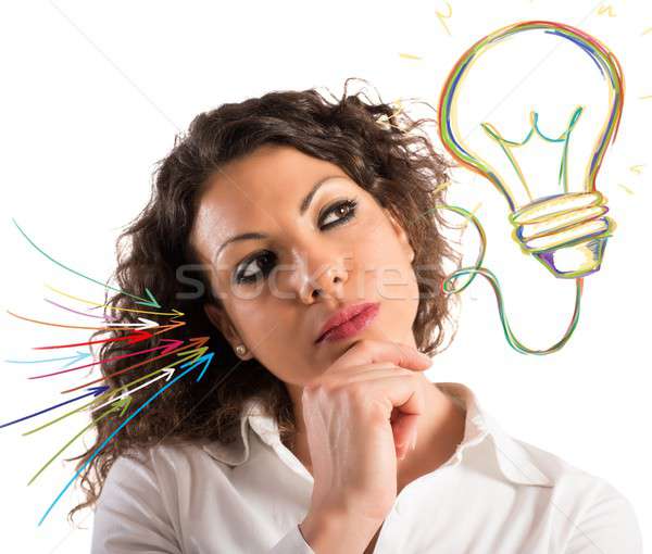 Femme d'affaires lumière lampe électricité [[stock_photo]] © alphaspirit