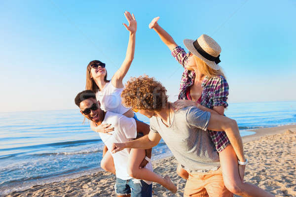 Stock foto: Heiter · jungen · Freunde · genießen · Sommerzeit · Strand