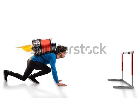 Stock fotó: Lökés · akadályok · fiú · rakéta · hát · külső
