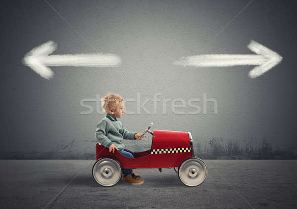 Moeilijk keuzes jonge zakenman verwarring speelgoed Stockfoto © alphaspirit