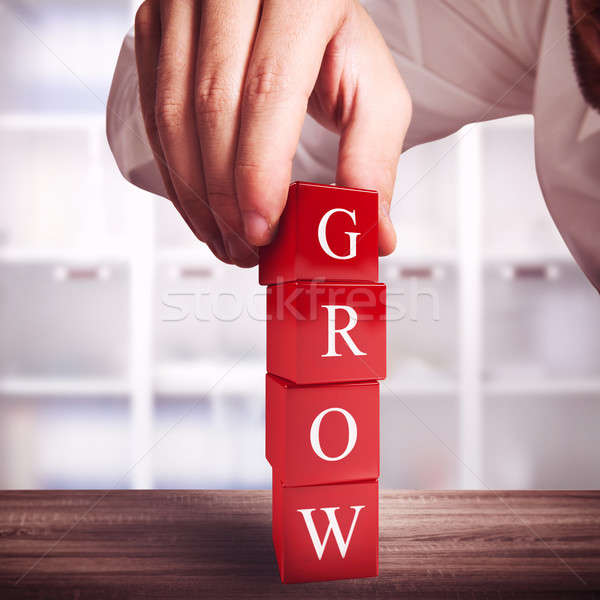Bouw groei man gebouw Rood Stockfoto © alphaspirit