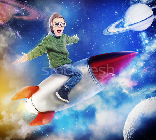 3D Rendering dreaming of flying in space Stock photo © alphaspirit