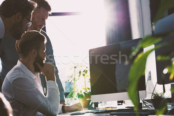 Business people in office connected on internet network. concept of startup company Stock photo © alphaspirit