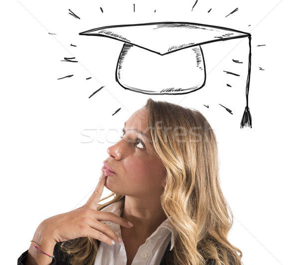 Blonde woman student thinks about her graduation Stock photo © alphaspirit