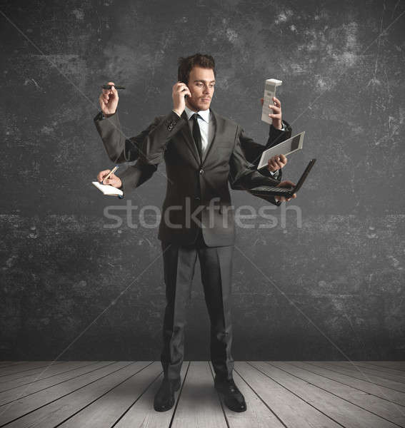 Multitaszking üzletember hangsúlyos sok feladatok üzlet Stock fotó © alphaspirit