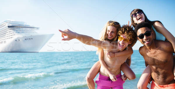 Gelukkig glimlachend paren reizen vakantie zomertijd Stockfoto © alphaspirit