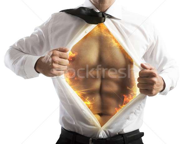 Foto stock: Fuego · empresario · camisa · hombre · trabajador · Trabajo