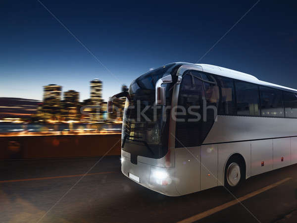 Autobús carretera noche ciudad paisaje 3D Foto stock © alphaspirit