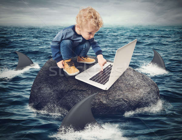 трудность интернет ребенка компьютер рок Сток-фото © alphaspirit
