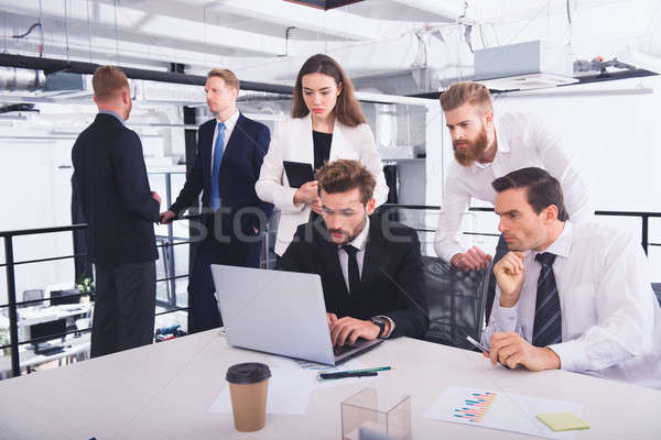 Businessperson in office connected on internet network. concept of partnership and teamwork Stock photo © alphaspirit