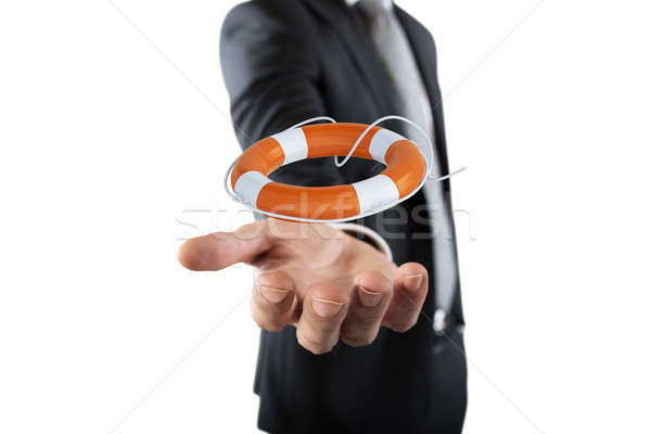 Businessman that hold a lifebelt. Concept of insurance and help in your business Stock photo © alphaspirit
