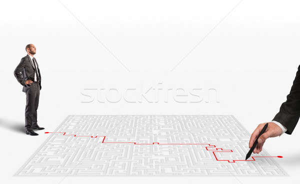 Stock photo: 3D Rendering solution for the maze