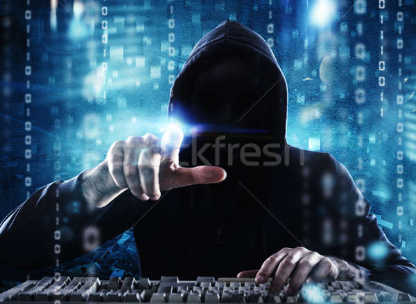 Hacker reading personal information. Concept of privacy and security Stock photo © alphaspirit