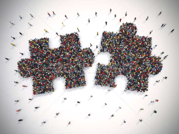 3D Rendering puzzle concept of unity and teamwork Stock photo © alphaspirit