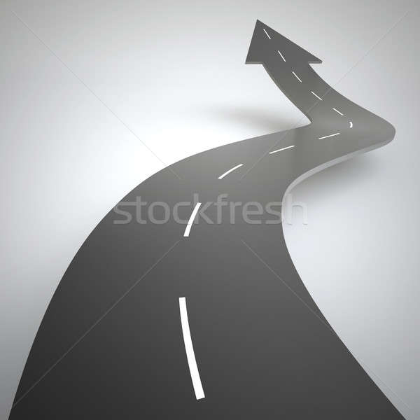 Arrow shaped road rises upwards. 3D Rendering Stock photo © alphaspirit