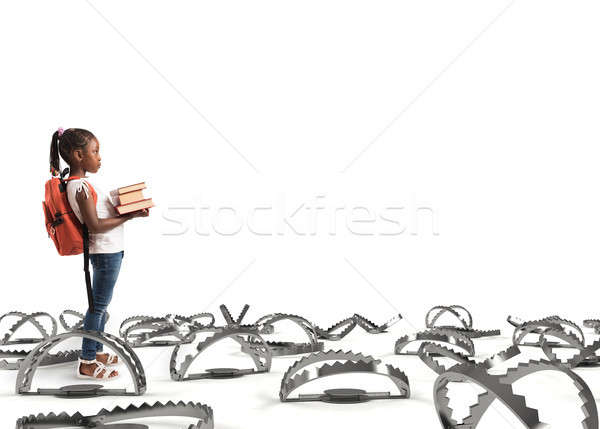 Stockfoto: Jonge · student · lopen · obstakels · bereiken · doel