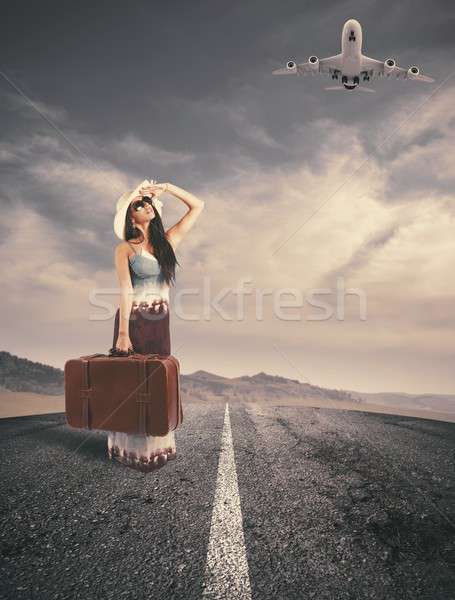 Girl ready to t ravel Stock photo © alphaspirit