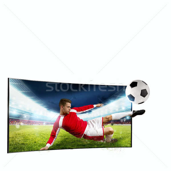 [[stock_photo]]: Diffuser · tv · footballeur · sur · coup