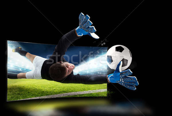Diffuser tv footballeur sur Photo stock © alphaspirit