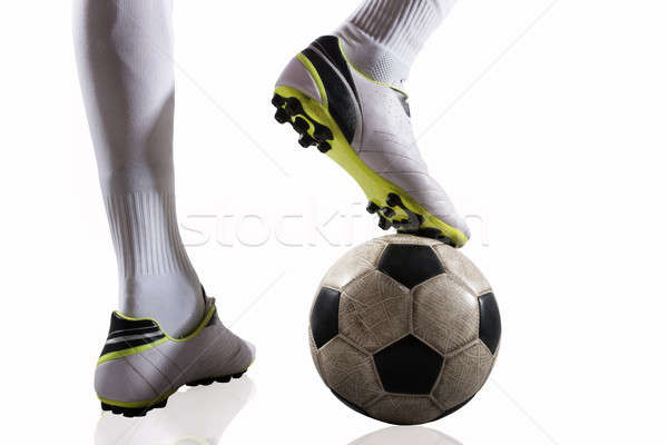 Piłkarz gotowy grać odizolowany biały Zdjęcia stock © alphaspirit
