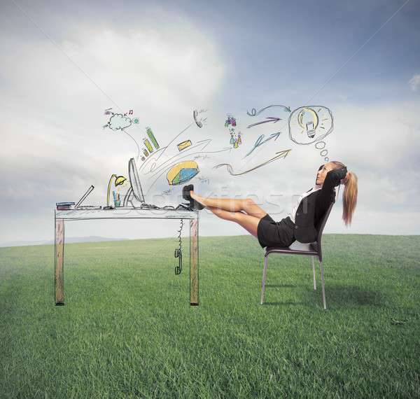 расслабиться успех бизнеса успешный деловая женщина расслабляющая Сток-фото © alphaspirit