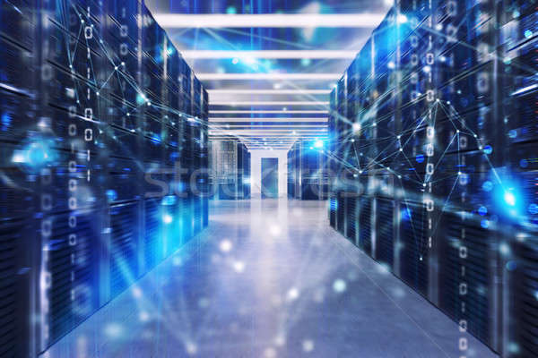Server farm with network connection effects and codes Stock photo © alphaspirit