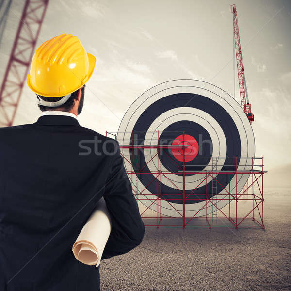 Architect builds a business target . Mixed media Stock photo © alphaspirit