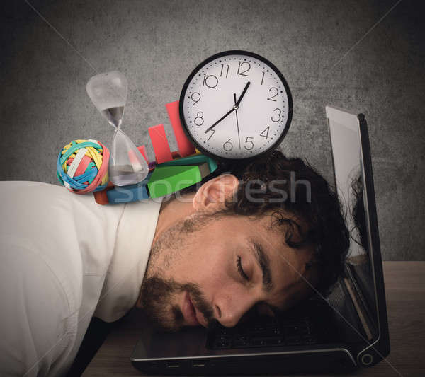 Verzweifelt Krise Geschäftsmann erschöpft Business schlafen Stock foto © alphaspirit