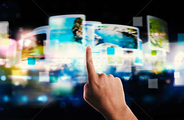 In streaming schermo tecnologia futuristico touch screen display Foto d'archivio © alphaspirit