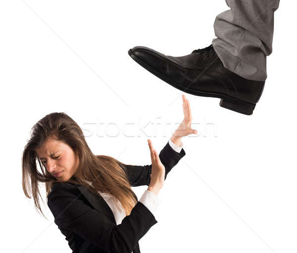 Aggressive boss with employee isolated on white background. Concept of overwork and mobbing Stock photo © alphaspirit
